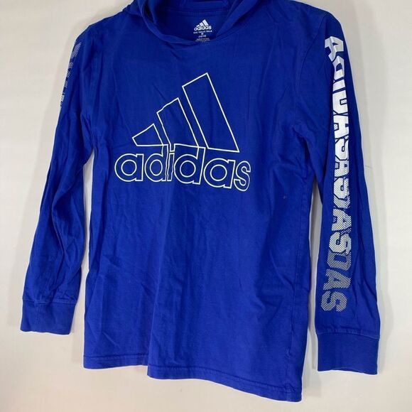 Adidas Hooded Long Sleeve Tee Kids Medium (10-12) - Picture 1 of 5